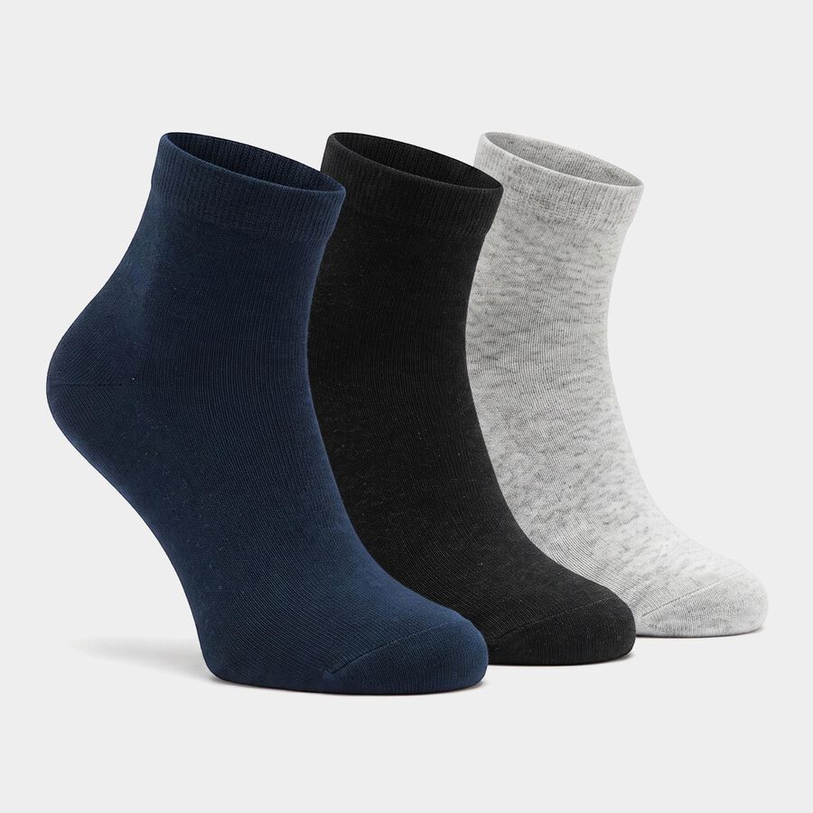 Men's Ankle Length Pack of 3 Socks ( Grey, Black, White ), Teal Blue, large