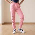 Girls Pink Regular Fit Typography Print Jogger Pyjama, Pink, small