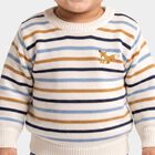 Infants' Off White Crew Neck Striped Pullover, Off White, small