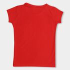Girls Bright Cherry Red Cotton Blend Crew Neck Short Sleeve T-Shirt, Red, small image number null