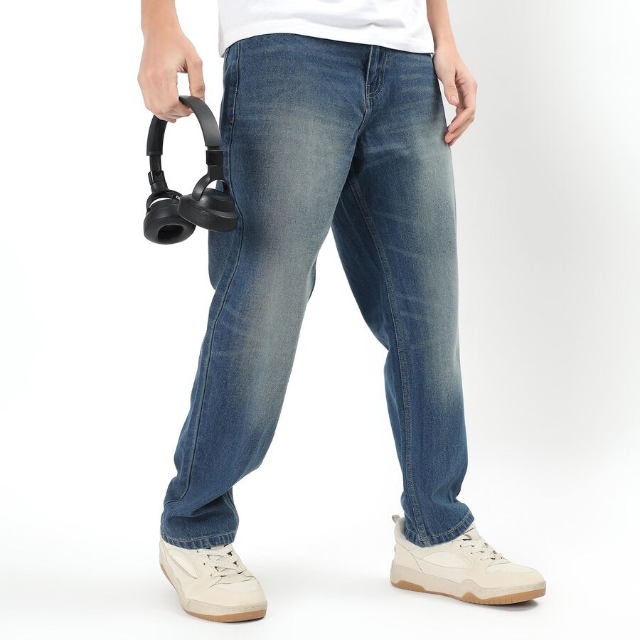 Men's 100% Cotton Jeans, गहरा नीला, large image number null