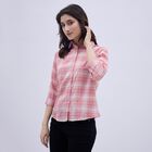 Women's Light Pink Checkered Classic Collar Shirt, हल्का गुलाबी, small image number null