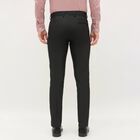 Men's Jet Black Slim Fit Formal Trousers, काला, small