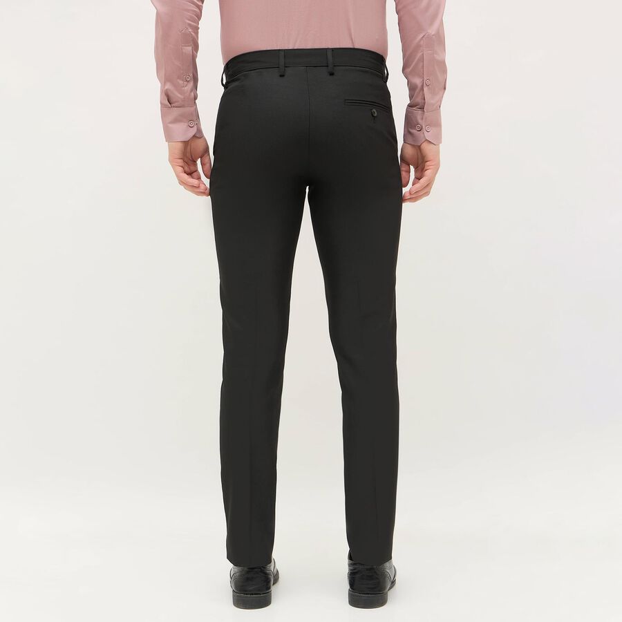 Men's Jet Black Slim Fit Formal Trousers, काला, large