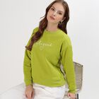 Women's Bright Lime Green Crew Neck Casual Sweatshirt, हल्का हरा, small image number null