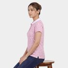 Women's Pink Cotton Polo Neck Preppy Polo T-Shirt, Light Pink, small