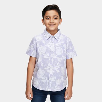 Boys Light Blue Cotton Classic Collar Casual Shirt