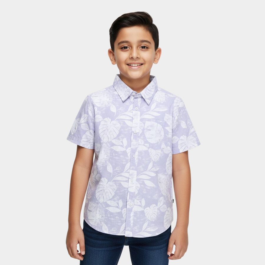 Boys Light Blue Cotton Classic Collar Casual Shirt, Light Blue, large