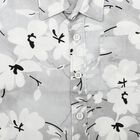 Boys Grey 100% Cotton Floral Printed Collar Regular Fit Shirt, गहरा ग्रे, small