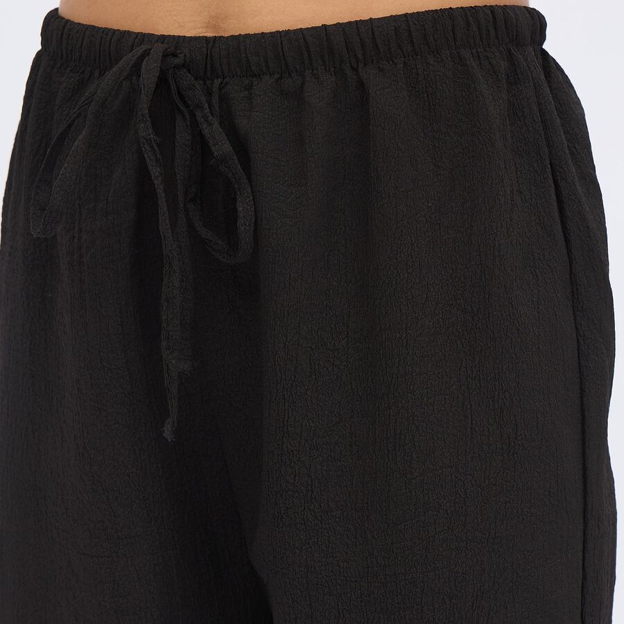 Women's Jet Black Balloon Fit Solid Harem Pants, Black, large image number null