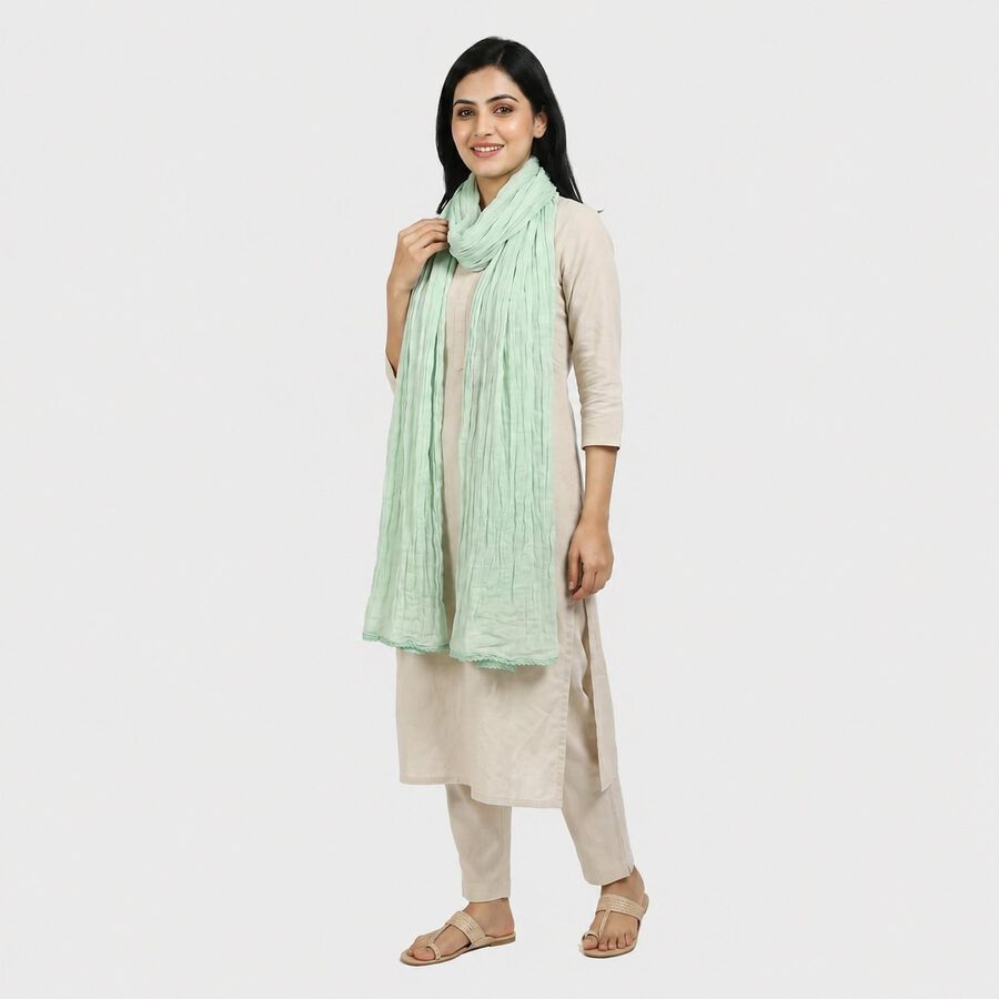 Women's Mint Green Solid Dupatta, हल्का हरा, large