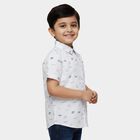 Boys White Cotton Half Sleeve Classic Casual Shirt, Off White, small