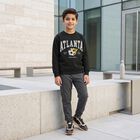 Boys' Dark Grey Crew Neck Pullover Graphic Print Sweatshirt, Dark Grey, small
