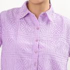 Women's Bright Lilac Blue Round Casual Shirt, Lilac, small image number null