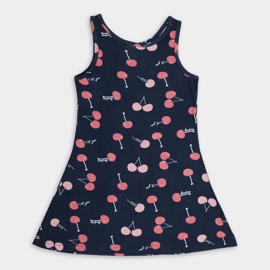 Girls' 100% Cotton Frock , Navy Blue, large image number null
