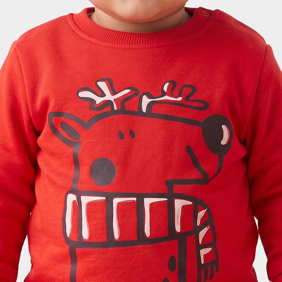 Infants Red Crew Neck Pullover Sweatshirt, Red, large