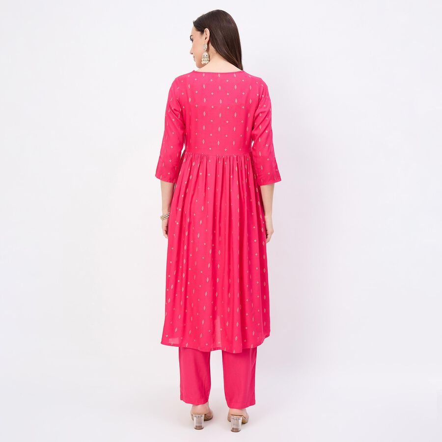 Women's Fuchsia Botanical Printed Ethnic Set, Fuchsia, large