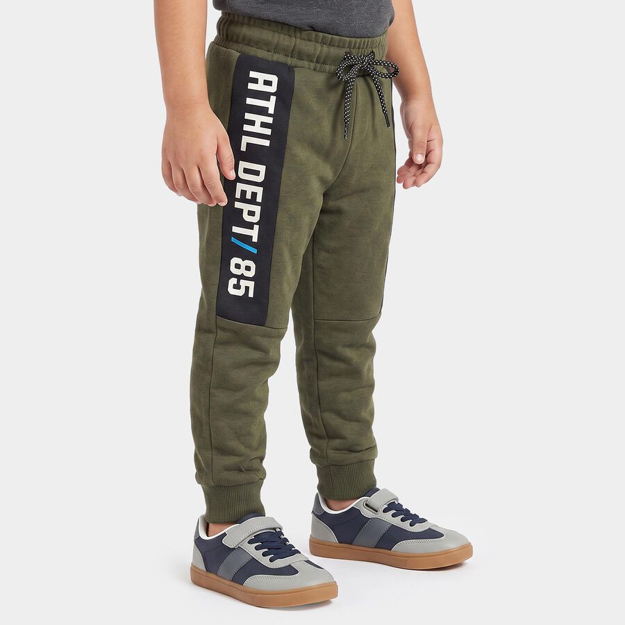Boys' Olive Green Jogger Fit Graphic Printed Cotton Blend Pyjama, Olive, large