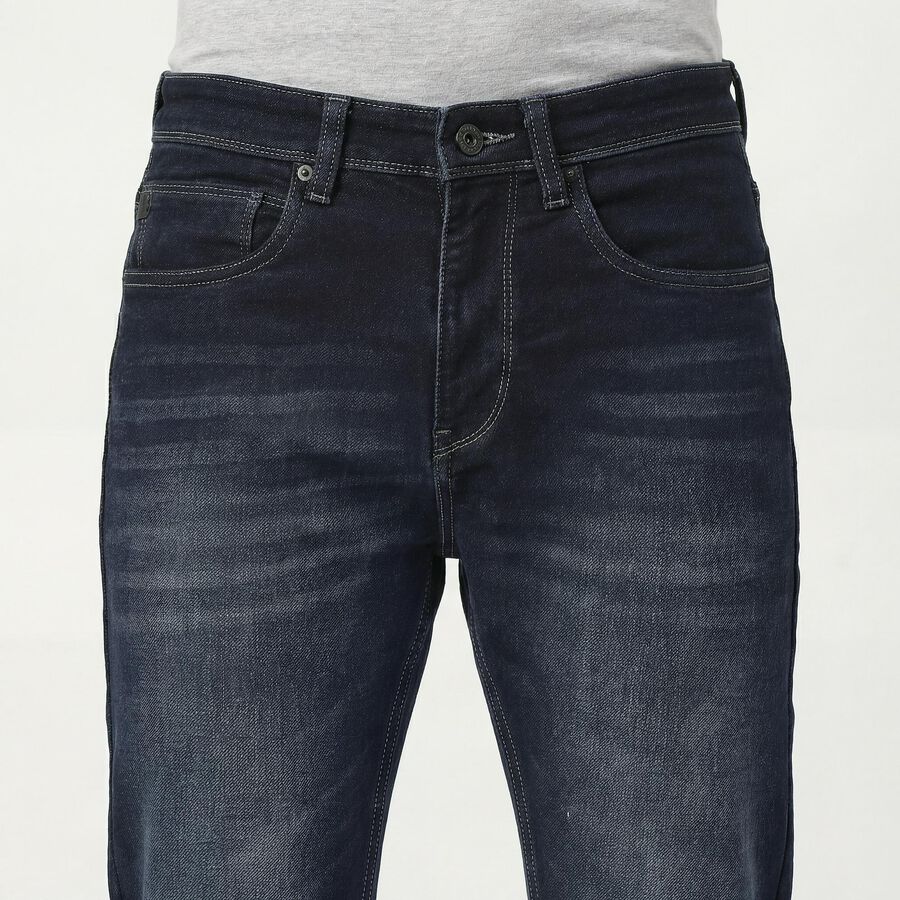 Men's Blue Slim Fit Classic Jeans, Dark Blue, large