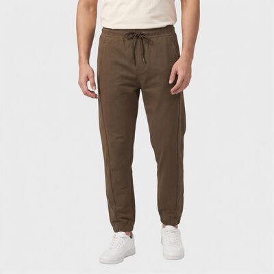 Men's Brown Jogger Fit Solid Track Pants