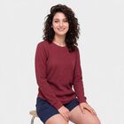 Women's Purple Round Neck Regular Top, Purple, small