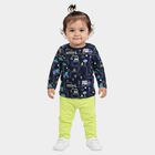 Infants' Navy Blue 100% Cotton Round Neck Graphic Print Baba Suit, नेवी ब्लू, small