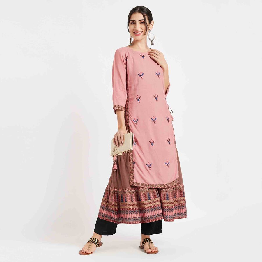 Embroidered Kurta, Peach, large image number null