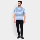 Men's Round Neck Half Sleeves T-Shirt , स्काई ब्लू, small