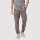 Men's Grey Tapered Fit Zip Pocket Jogger Track Pants, गहरा ग्रे, small