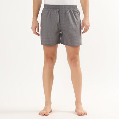 Men's Grey Cotton Printed Boxer