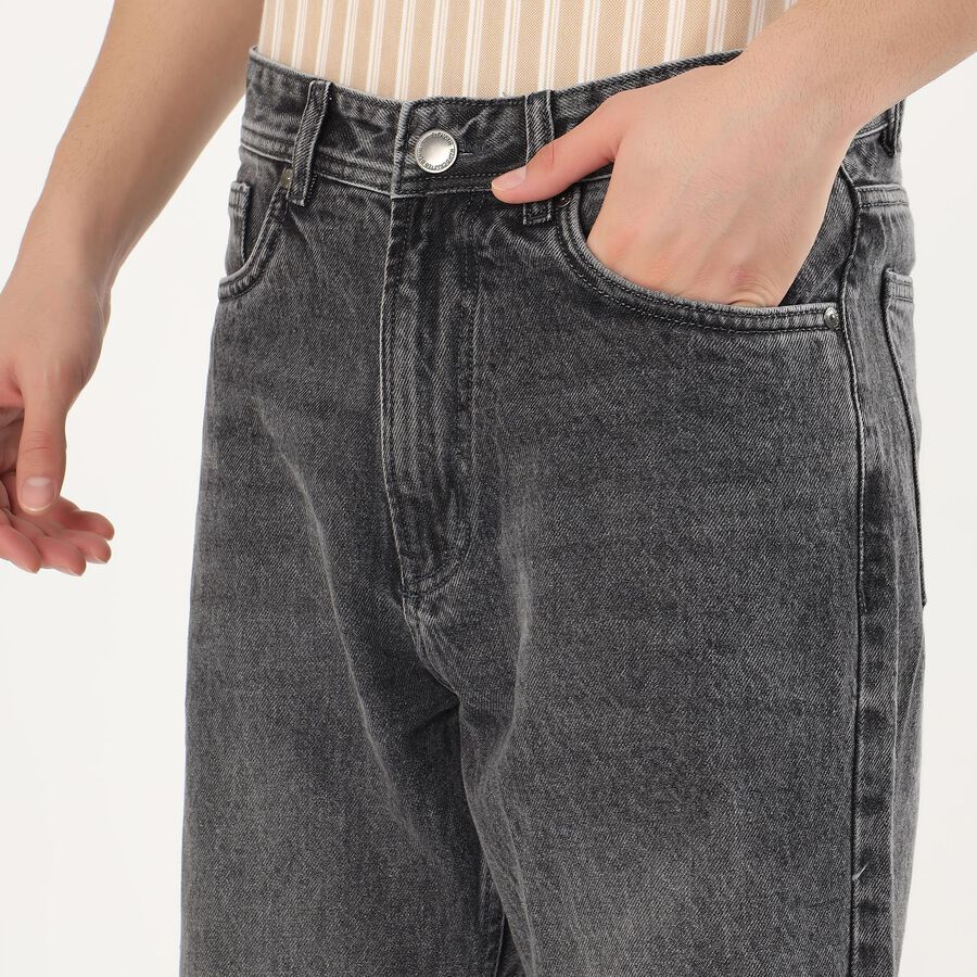 Men's Washed Black Straight Fit Jeans, हल्का ग्रे, large image number null