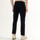 Men's Deep Midnight Navy Slim Fit Flat-Front Casual Trousers, नेवी ब्लू, small