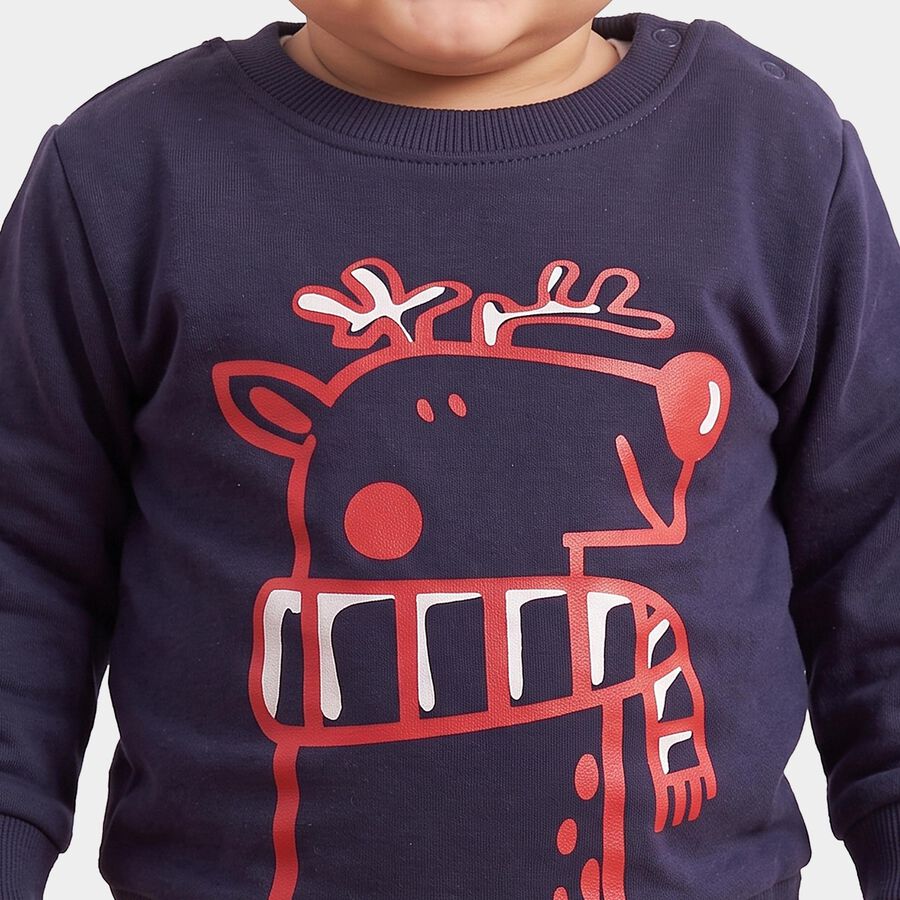 Infants' Navy Blue Crew Neck Pullover Sweatshirt, Navy Blue, large