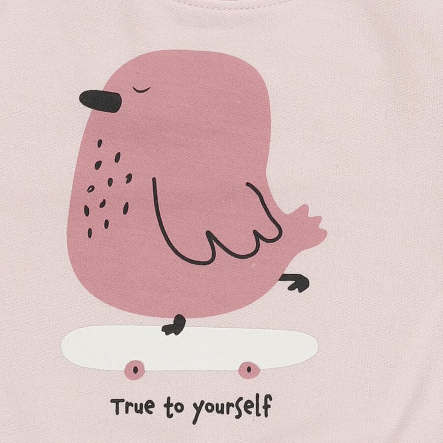 Infants Light Pink Crew Neck Casual Sweatshirt, हल्का गुलाबी, large image number null