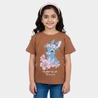 Girls Brown Cotton Casual T-Shirt, भूरा, small
