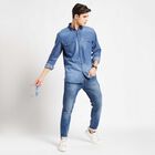 Cotton Solid Casual Shirt, Mid Blue, small image number null