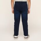 Boys' Deep Navy Jogger Fit Elastic Waist Jeans, गहरा नीला, small image number null