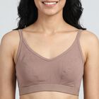 Women's Brown Cotton Blend Minimalist Bra, Brown, small