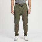 Men's Olive Green Slim Fit Cargo Jogger, ओलिव, small