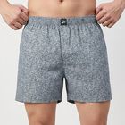 Men Mid Blue Relaxed Fit Abstract Printed Boxers, Mid Blue, small