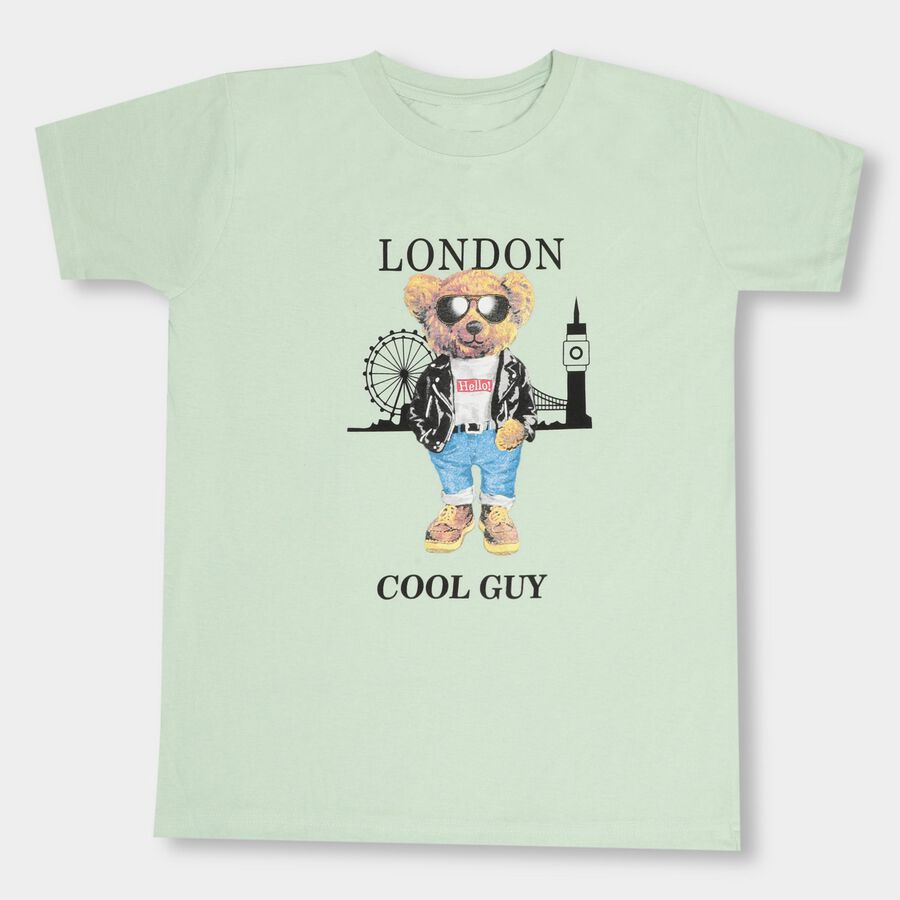 Boys' Half Sleeves T-Shirt , गहरा हरा, large image number null