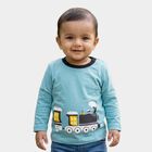 Infants Blue Cotton Round Neck Regular T-Shirt, Teal Blue, small