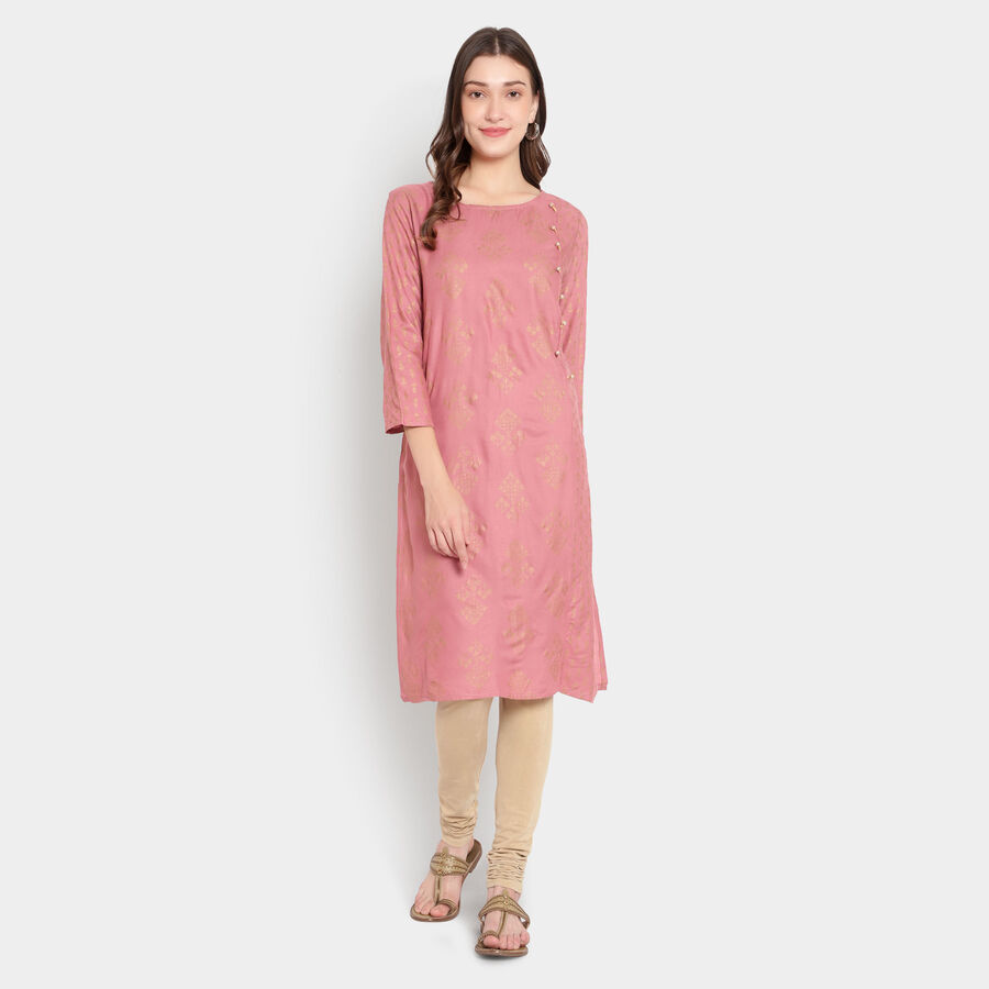 Printed 3/4Th Sleeves Kurta, Purple, large image number null
