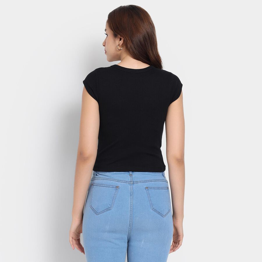 Ladies'  Crop  Top, काला, large image number null