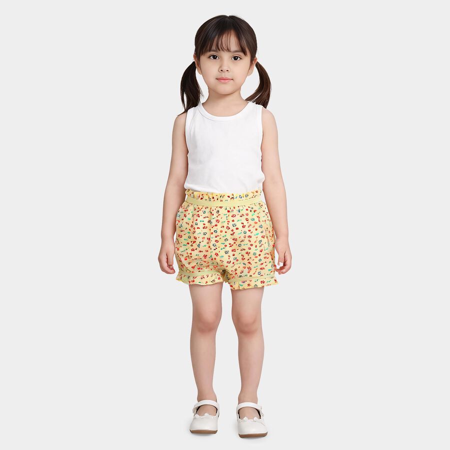 Girls Yellow Regular Fit Floral Bloomer, पीला, large