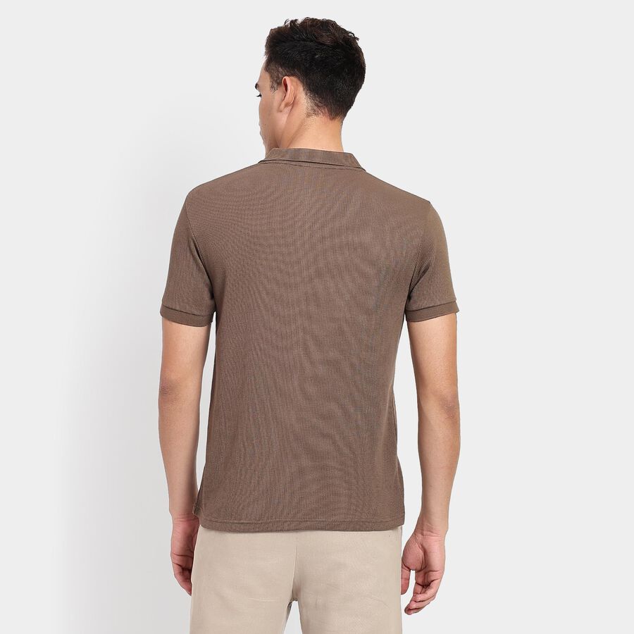 Men's Collared Half Sleeves T-Shirt, खाकी, large image number null