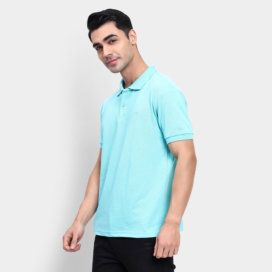 Men's Collared Half Sleeves T-Shirt, Aqua, large image number null
