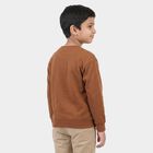 Boys Brown Crew Neck Pullover Sweatshirt, भूरा, small