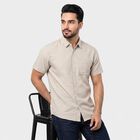 Men's Grey Spread Collar Regular Fit Shirt, Light Grey, small