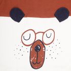 Infants' Brown Round Neck Cartoon Printed Baba Suit, भूरा, small image number null